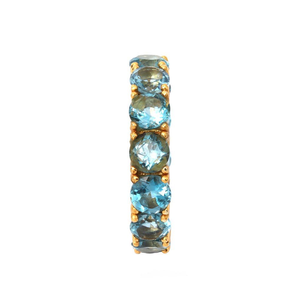 Handcrafted blue topaz ring with gold plated finish
