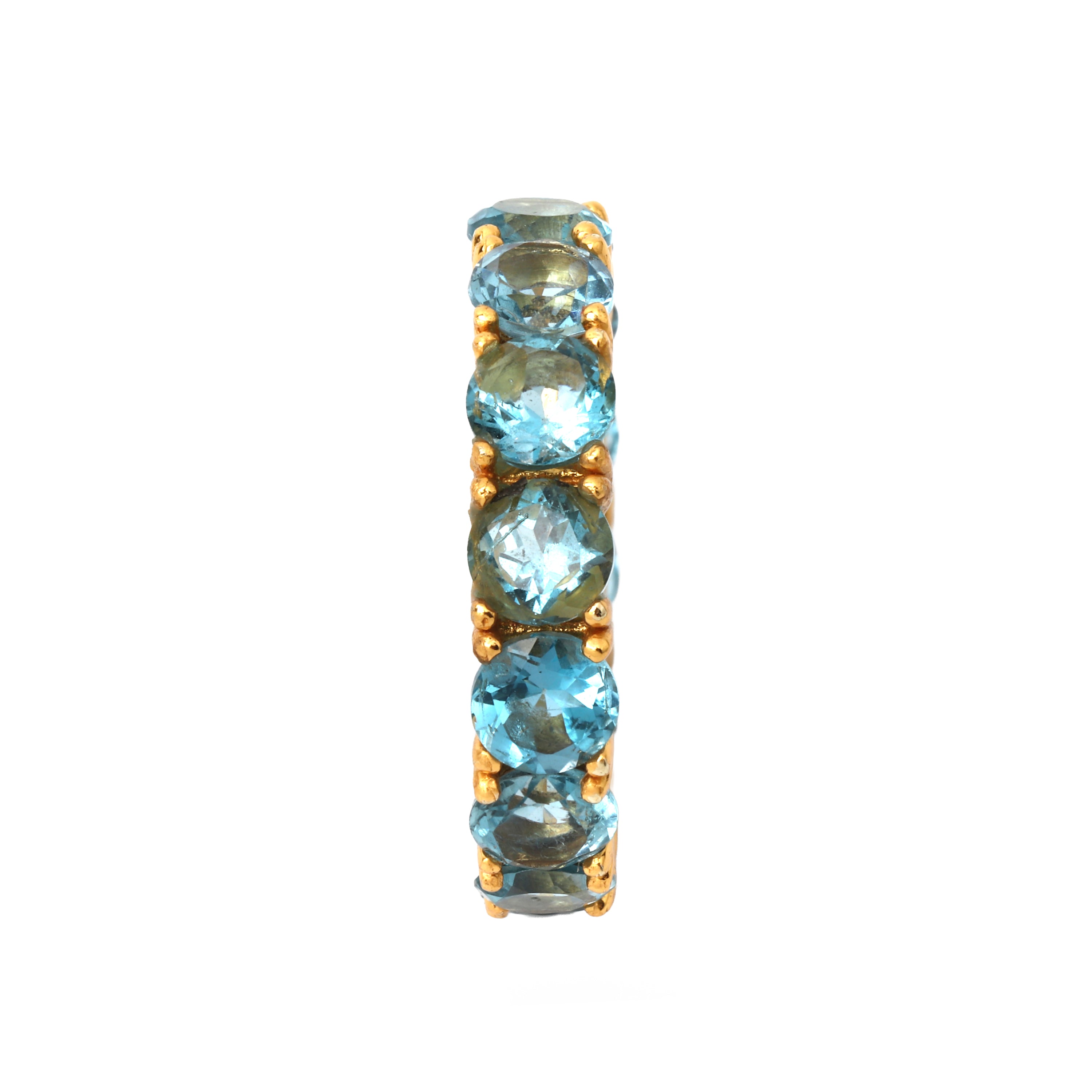 Handcrafted blue topaz ring with gold plated finish
