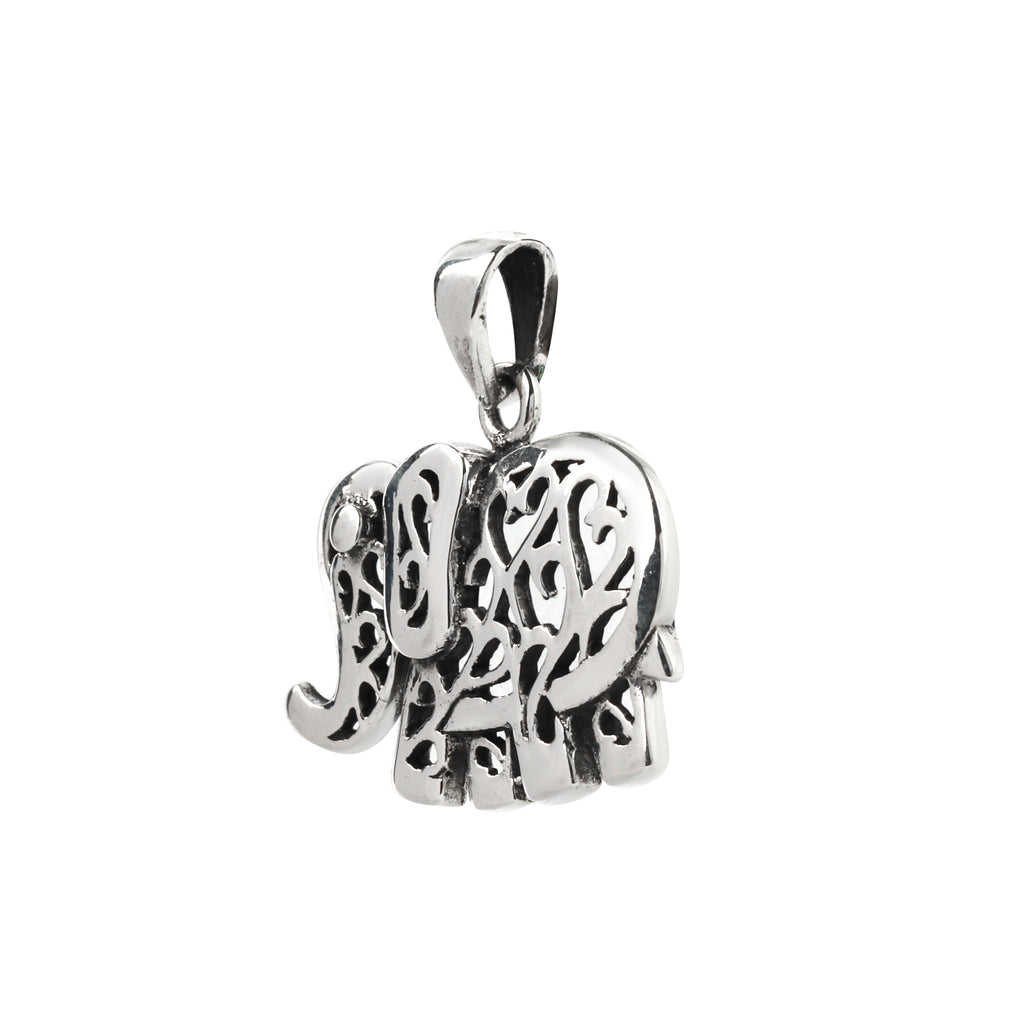 Elegant elephant charm pendant in 925 sterling silver