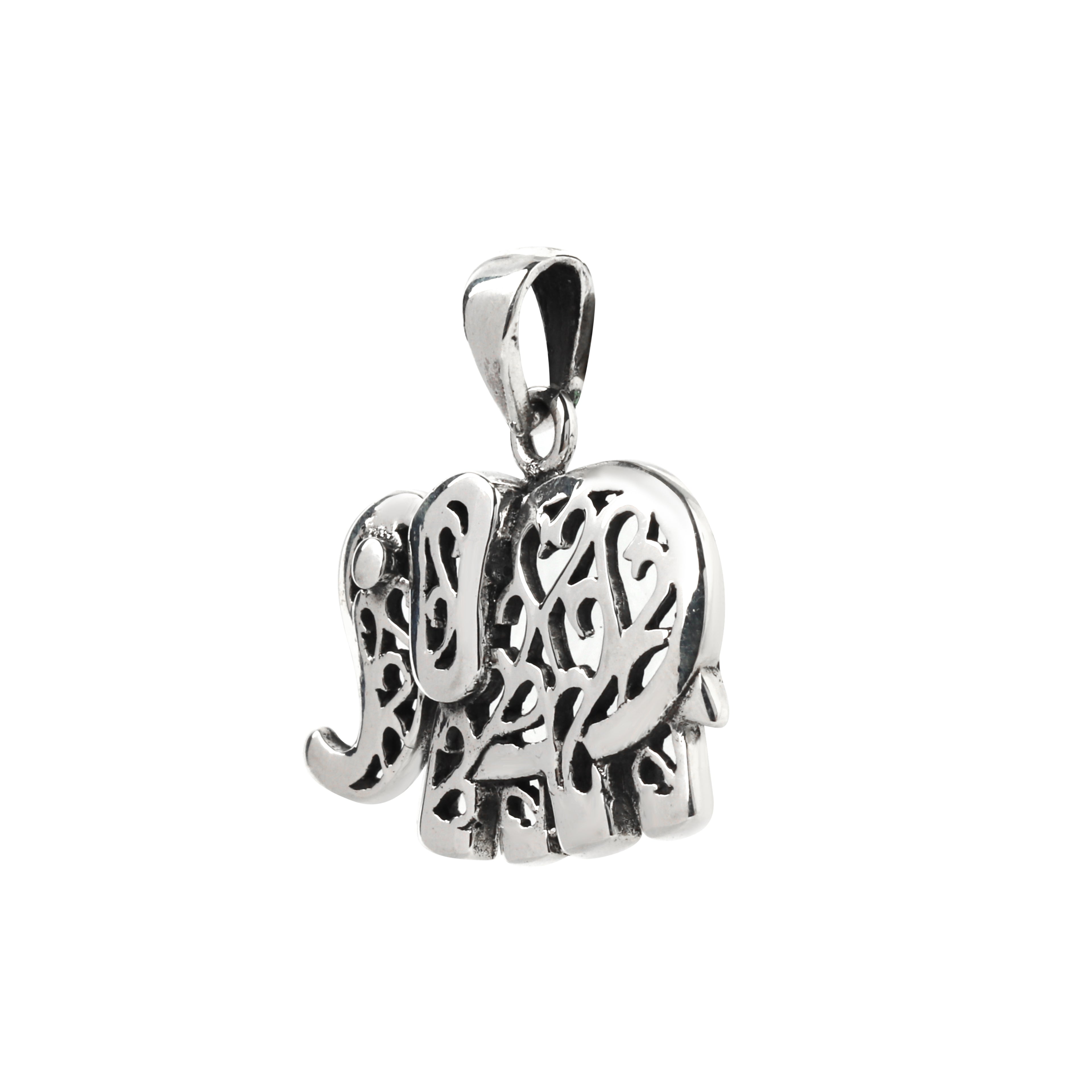 Elegant elephant charm pendant in 925 sterling silver