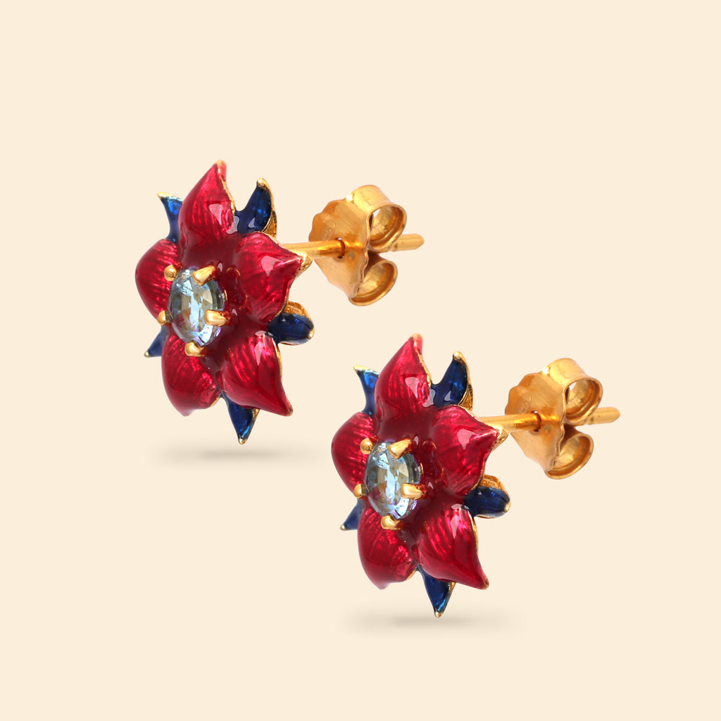 Vintage inspired blue topaz floral earrings by Jewelry by Crimson
