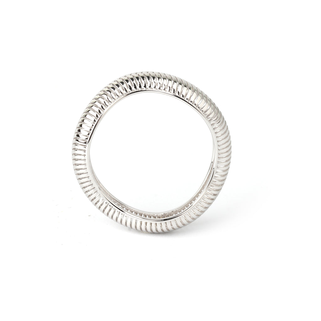 Detail view of textured surface on 925 sterling silver geometric square ring