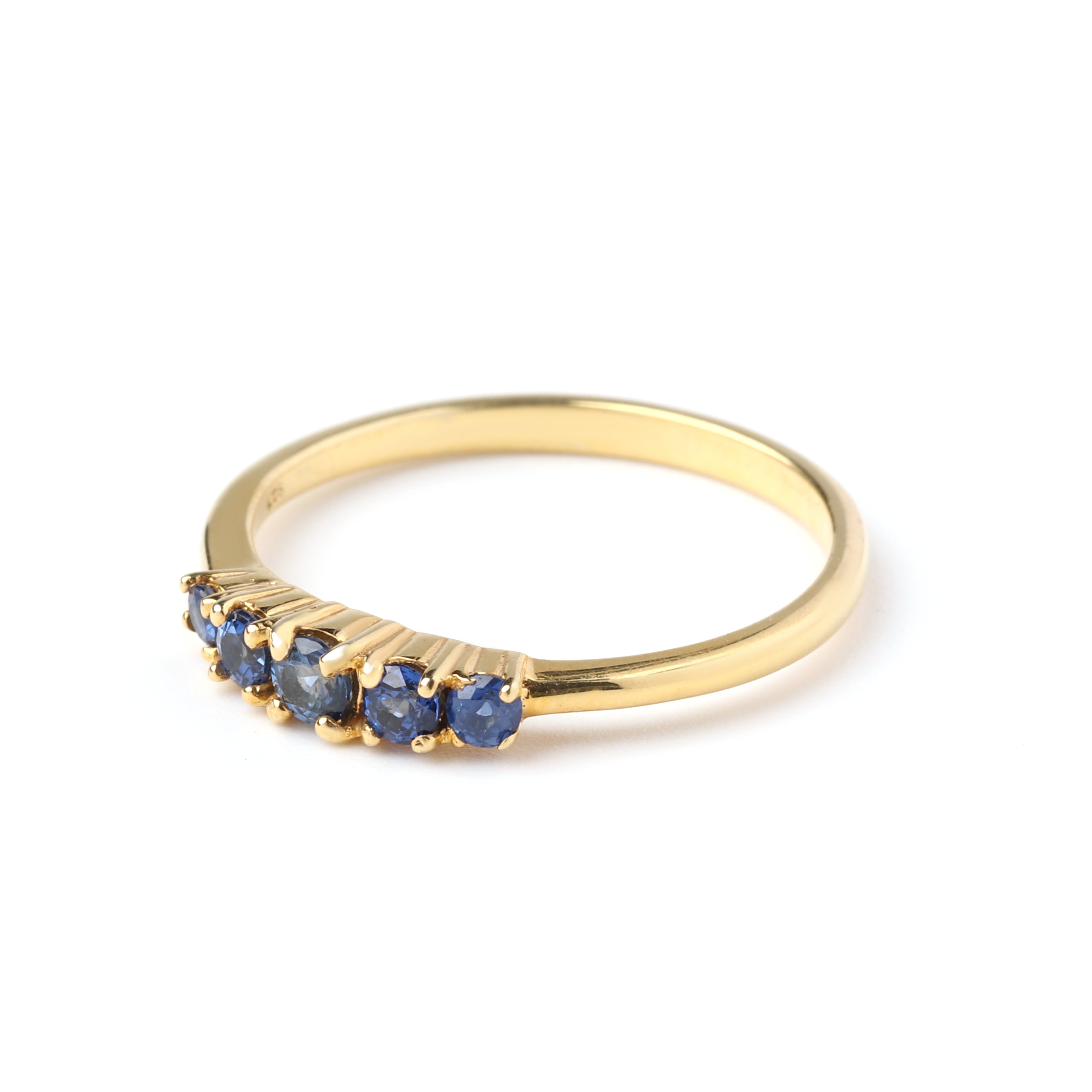 Aura-inspired blue sapphire stackable ring in gold finished 925 sterling silver by Jewelry by Crimson
