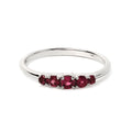 Pink tourmaline five stone ring in 925 sterling silver