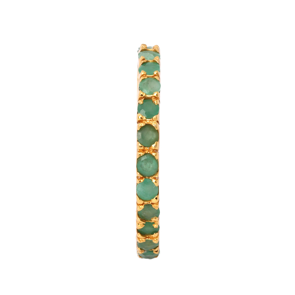 Handcrafted emerald stacking ring for women