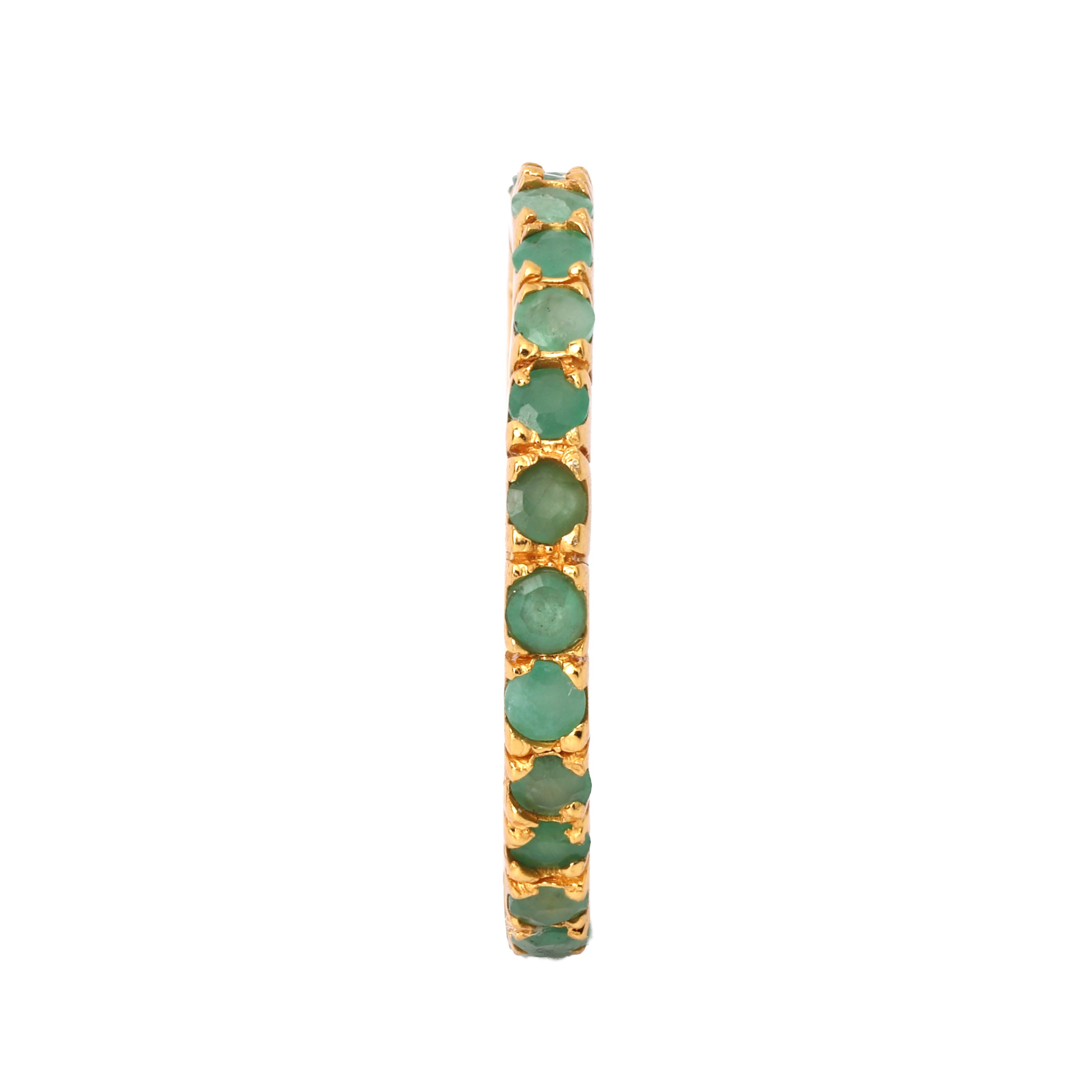 Handcrafted emerald stacking ring for women
