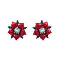 Gold plated blue topaz floral stud earrings in 925 sterling silver