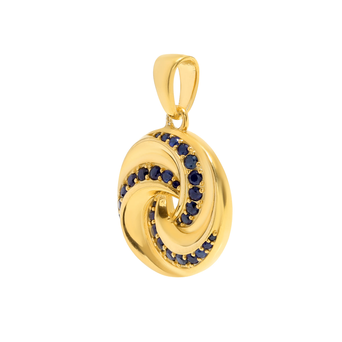 Luxury Blue Sapphire Twisted Pendant in 18K Gold-Plated Sterling Silver