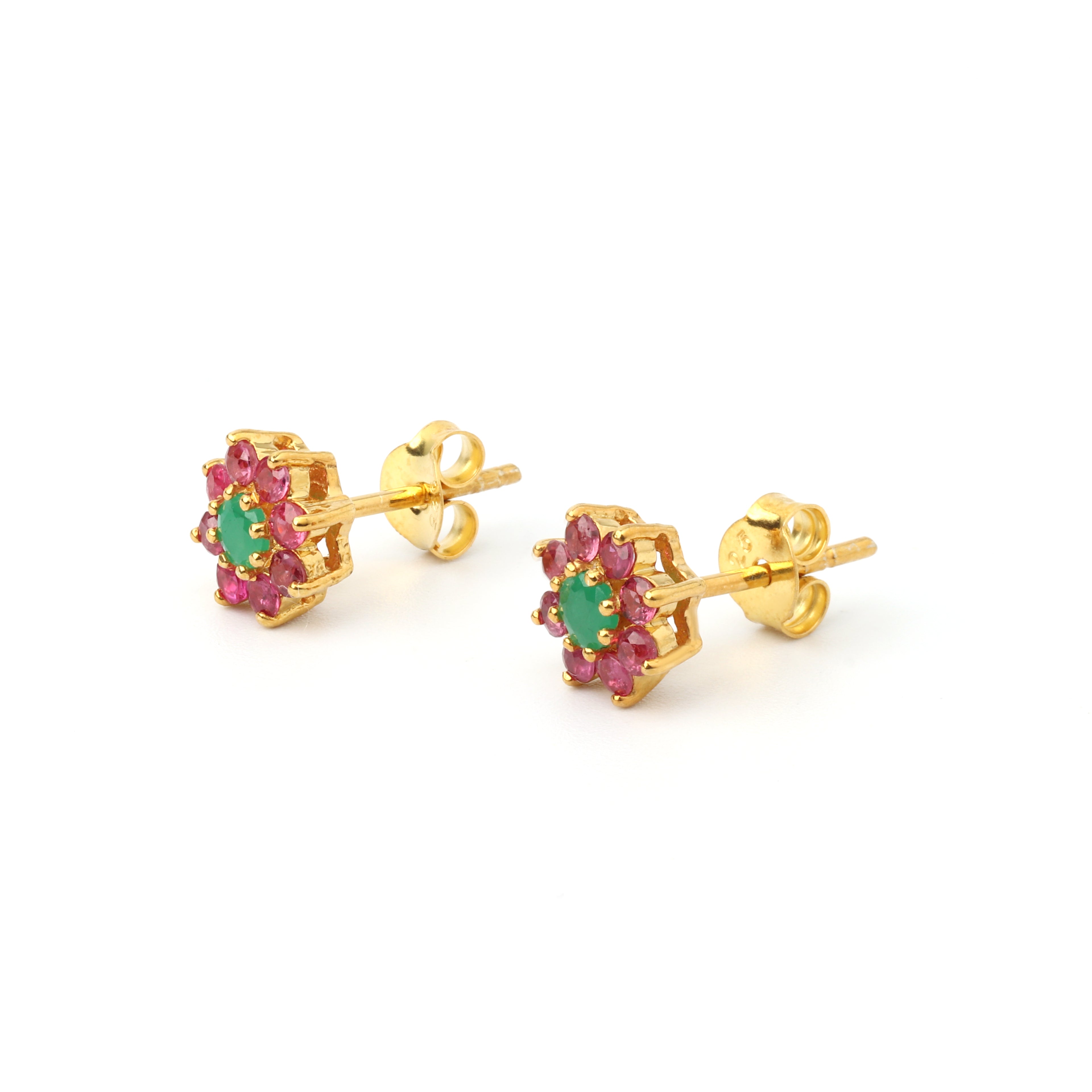 Handcrafted emerald and ruby earrings by Jewelry by Crimson