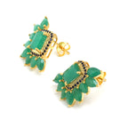 Emerald Cluster Stud Earrings with Sapphire in 18K Gold-Plated Sterling Silver