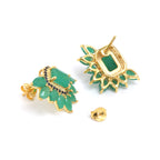 Emerald Cluster Stud Earrings with Sapphire in 18K Gold-Plated Sterling Silver