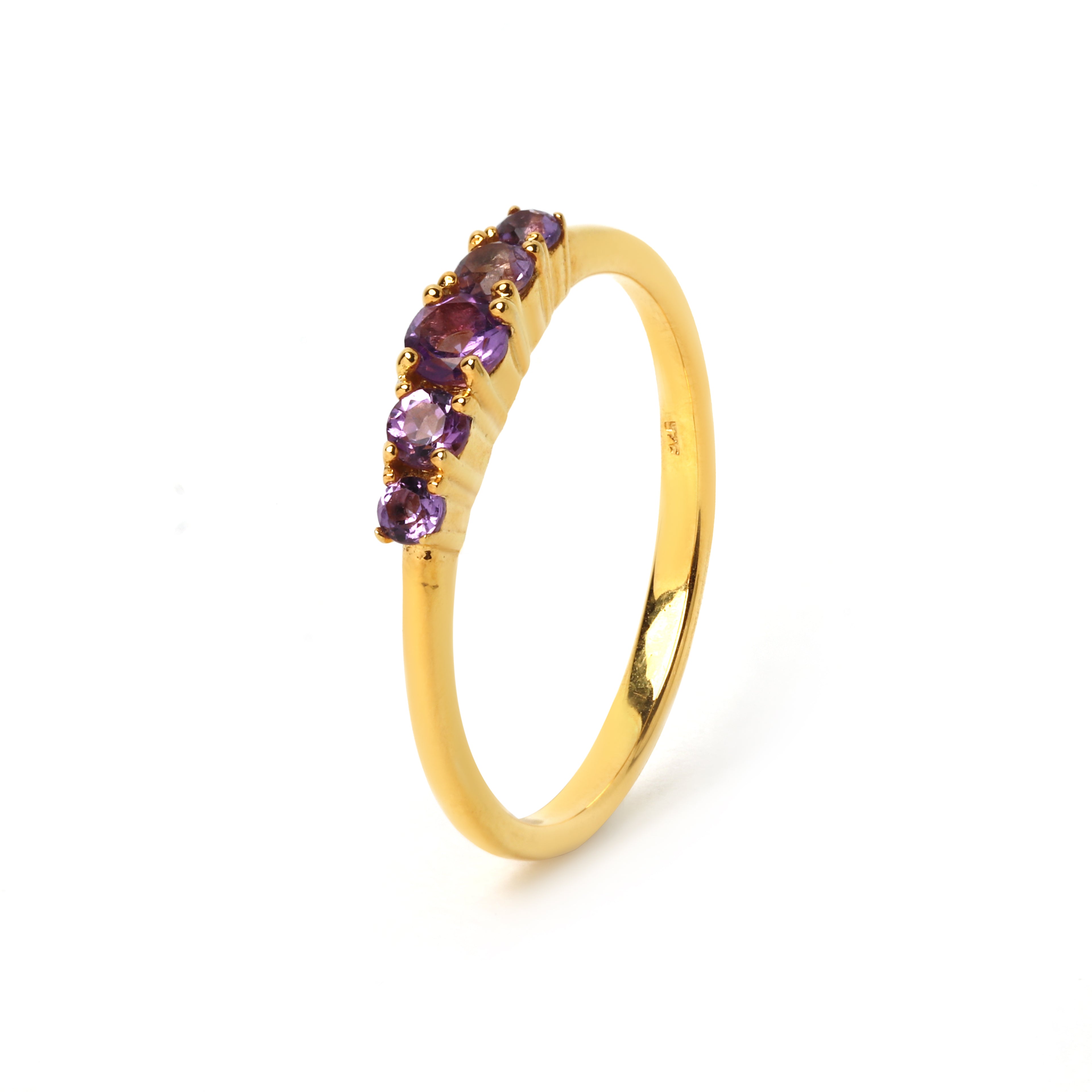 Minimalist purple amethyst gemstone ring for women