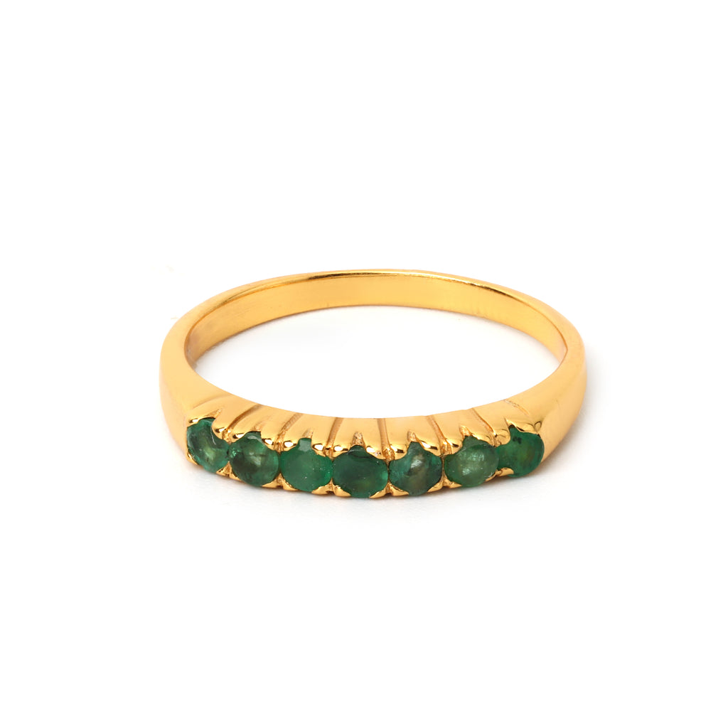 Gold plated emerald band ring in 925 sterling silver