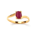 Ruby solitaire ring in 14K gold plated sterling silver