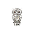 Mother of pearl owl brooch in 925 sterling silver