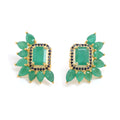 Emerald Cluster Stud Earrings with Sapphire in 18K Gold-Plated Sterling Silver