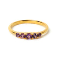 Amethyst five stone ring in 14K gold plated sterling silver