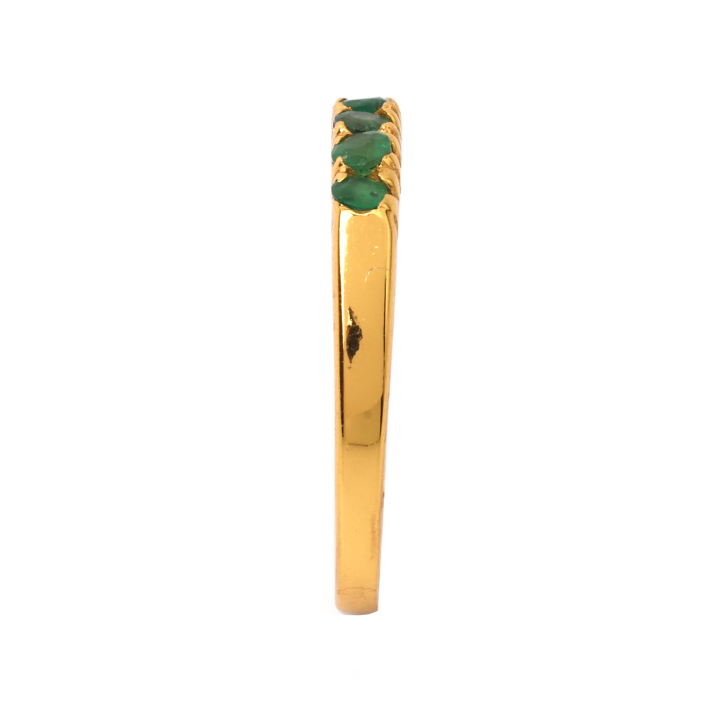 Elegant emerald stacking ring in gold plated sterling silver