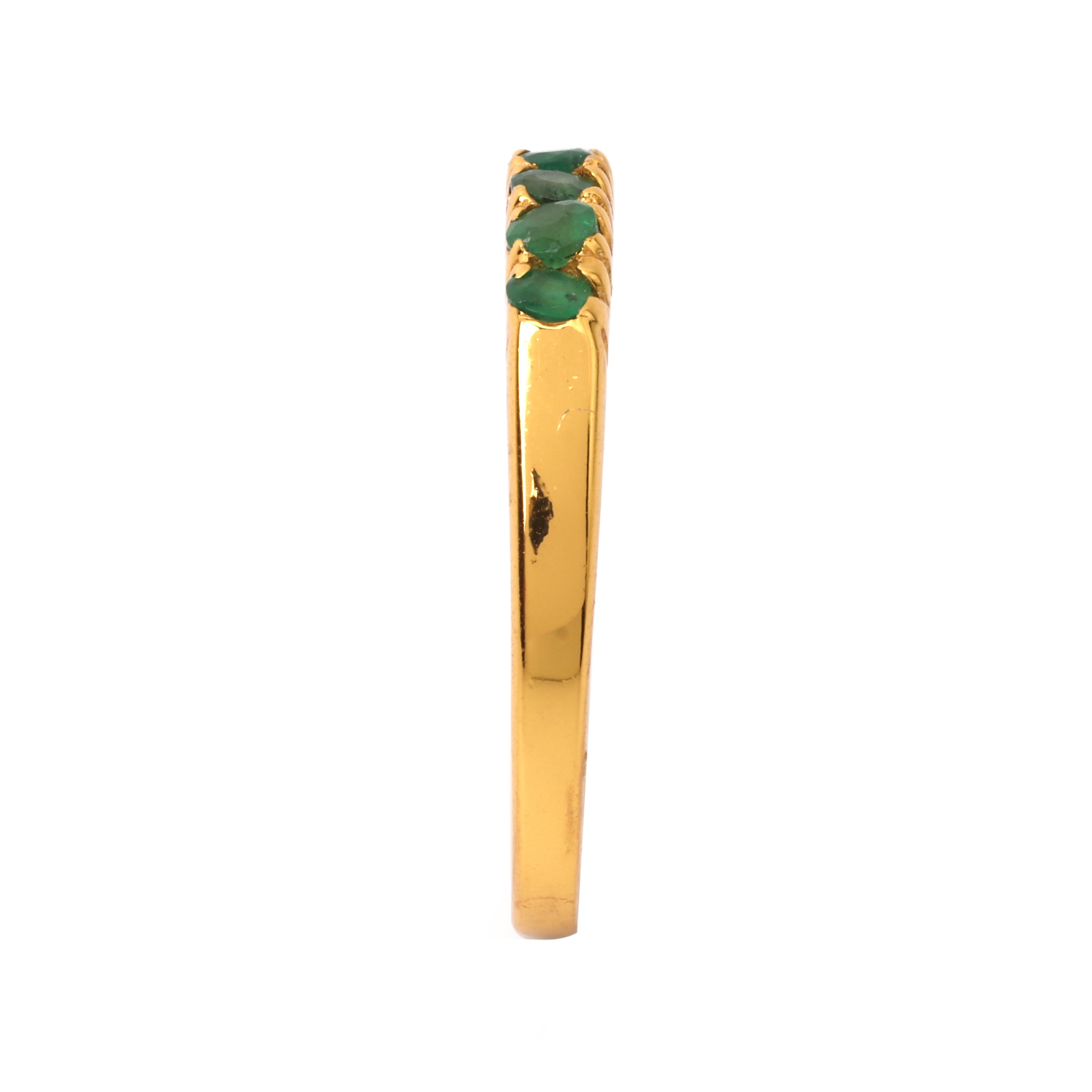 Elegant emerald stacking ring in gold plated sterling silver