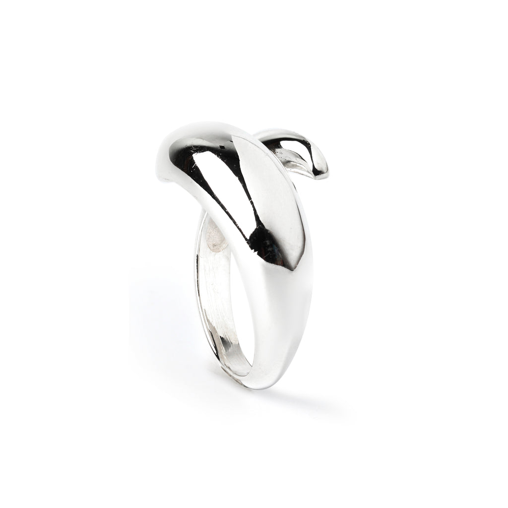 Modern open wave ring in sterling silver 925, minimalist hypoallergenic jewelry by Jewelry by Crimson