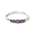 Amethyst five stone ring in 925 sterling silver