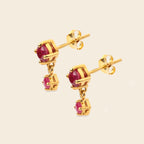Natural Ruby Drop Earrings in 18K Gold