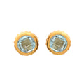 Gold plated blue topaz stud earrings in 925 sterling silver