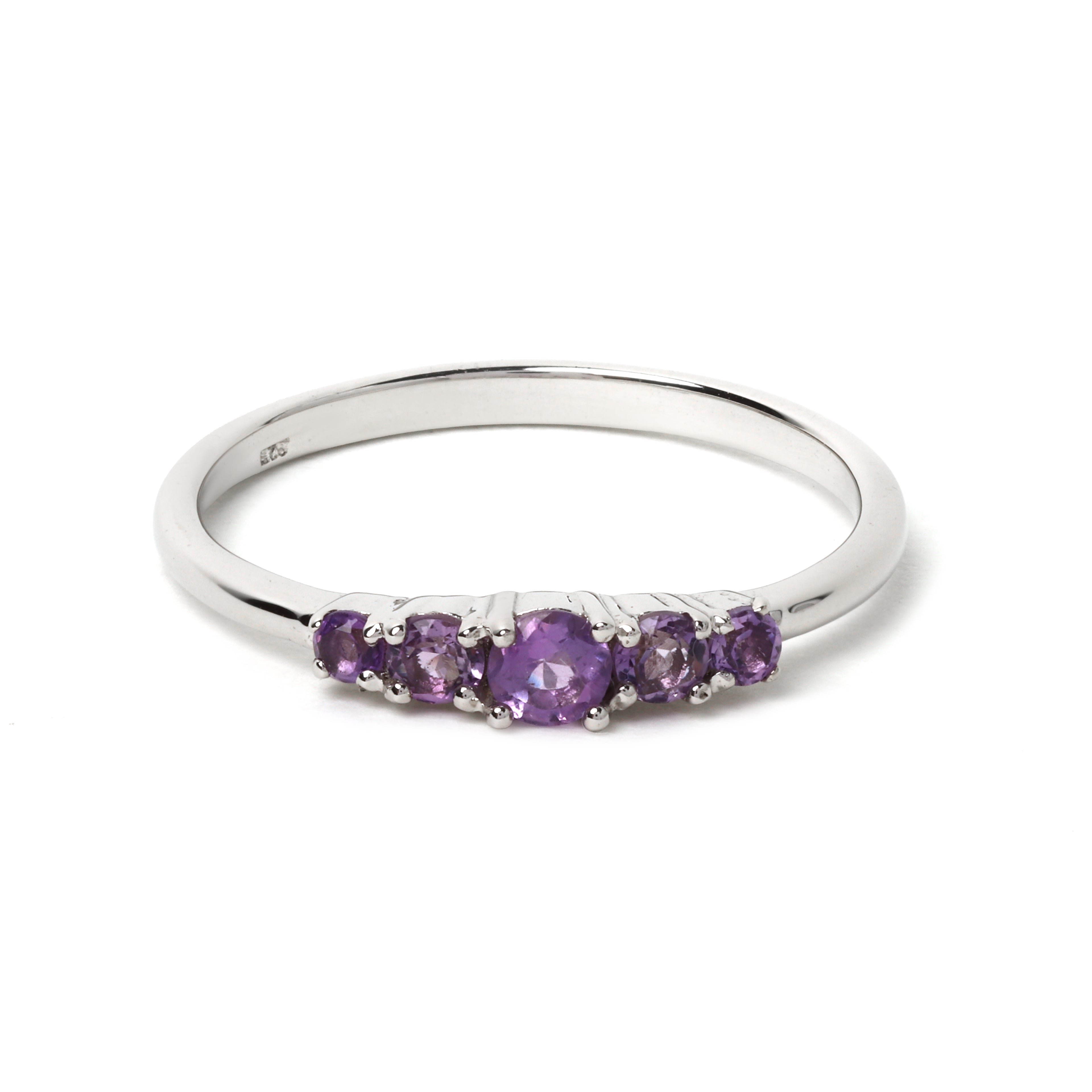 Amethyst Five Stone Ring in 18K Gold