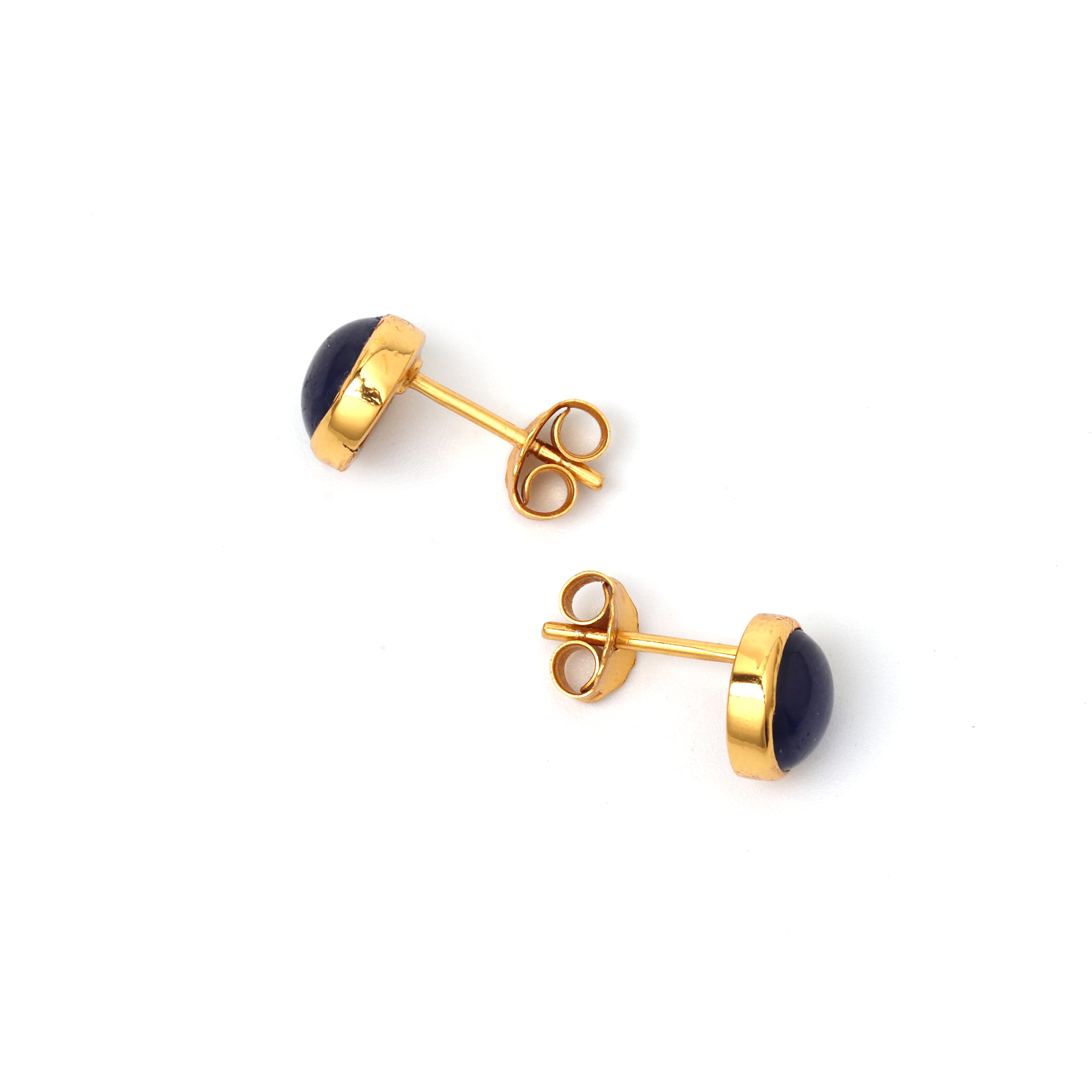 Minimalist sapphire gemstone earrings in gold plated silver