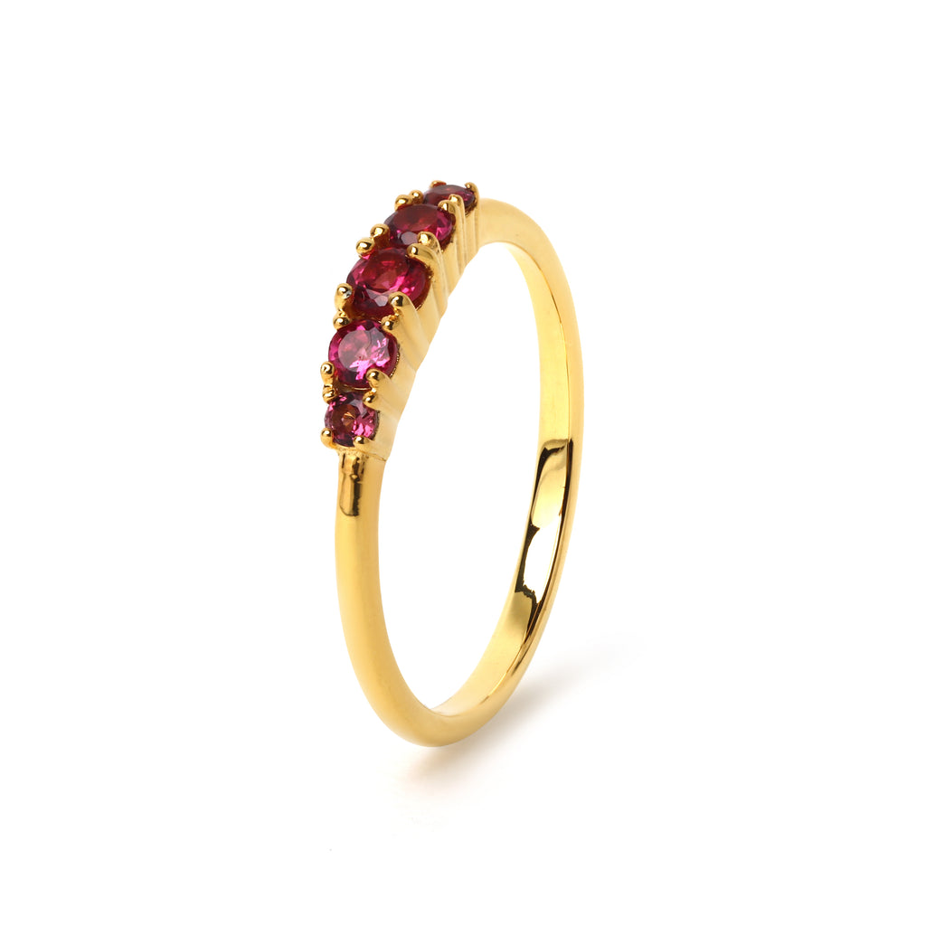 Minimalist pink gemstone ring handcrafted in Thailand