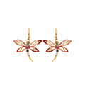 Multi gem dragonfly drop earrings in 14K gold plated 925 sterling silver