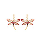 Multi gem dragonfly drop earrings in 18K gold plated 925 sterling silver