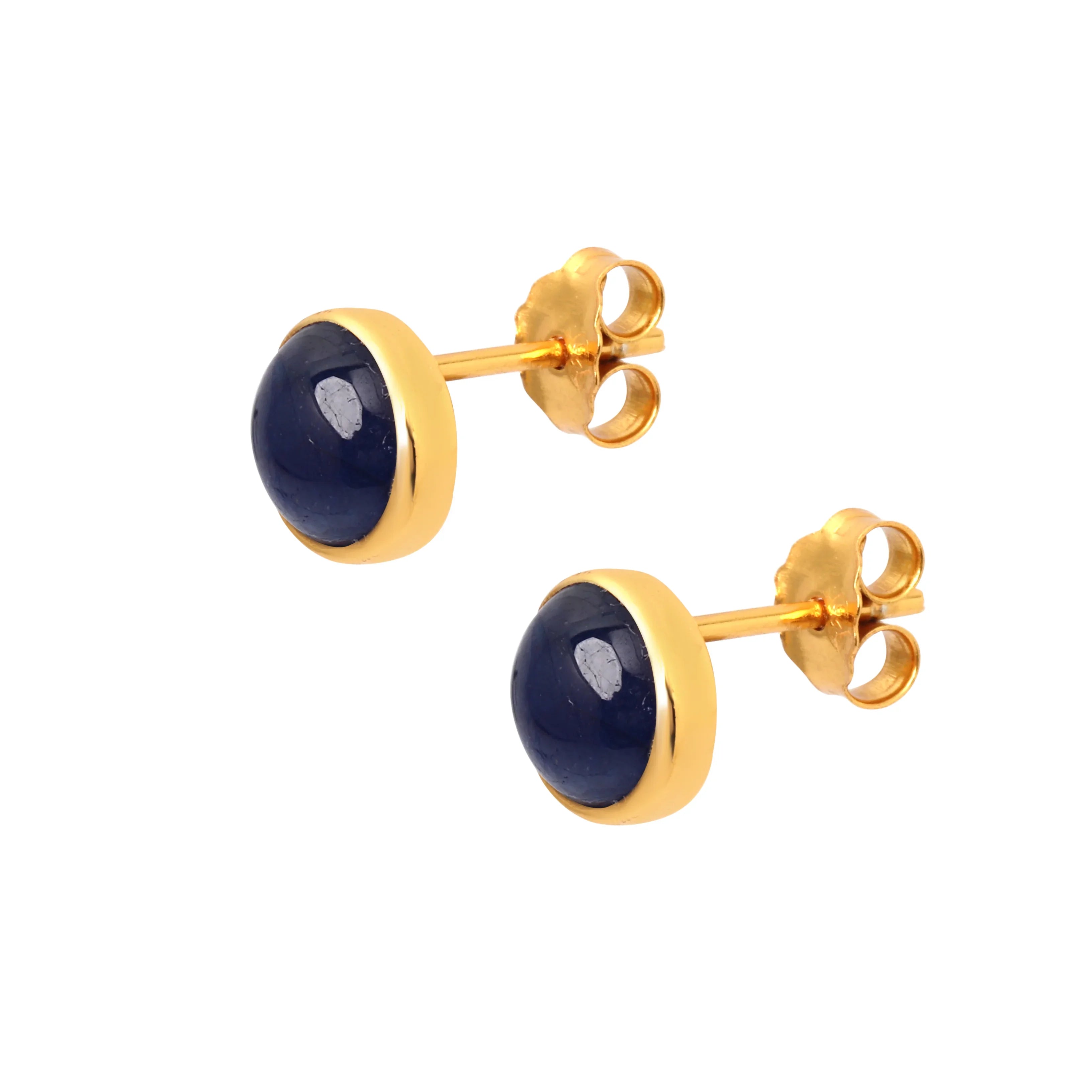 Gold plated sapphire stud earrings by Jewelry by Crimson