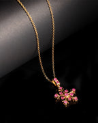 Ruby Snowflake Pendant Necklace Charm in 18K Gold