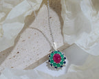 Ruby, Emerald & Blue Sapphire Flower Cluster Pendant in 925 Sterling Silver