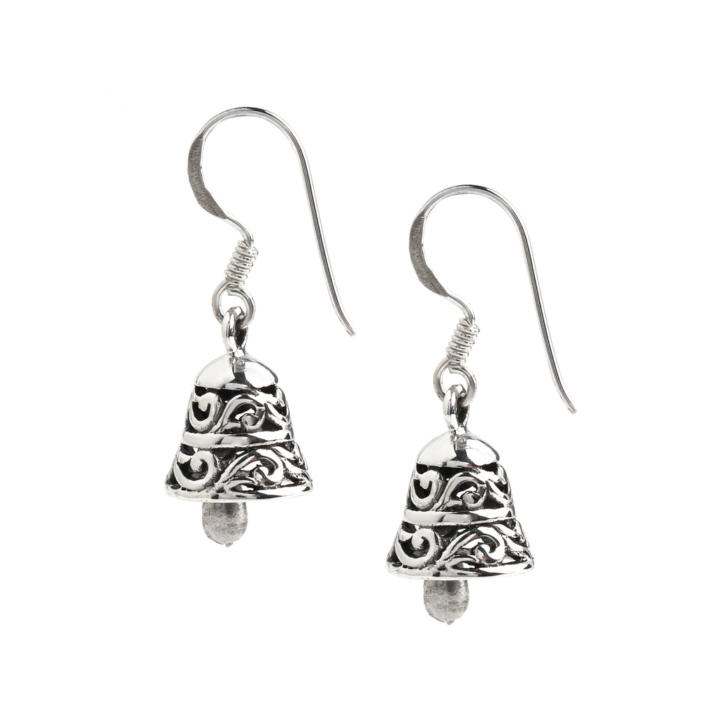 Oxidized bell earrings in 925 sterling silver