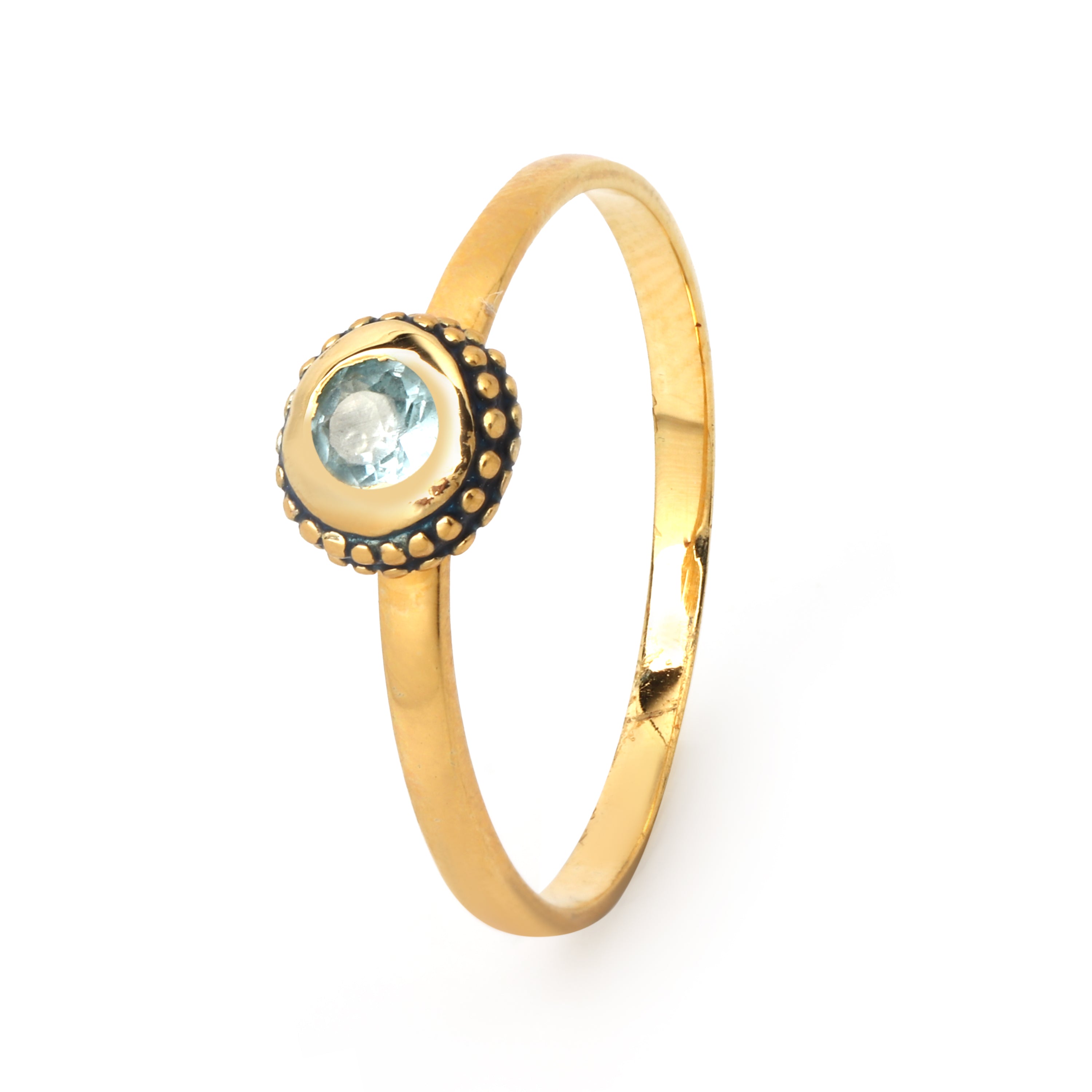 Minimalist blue topaz solitaire ring for women