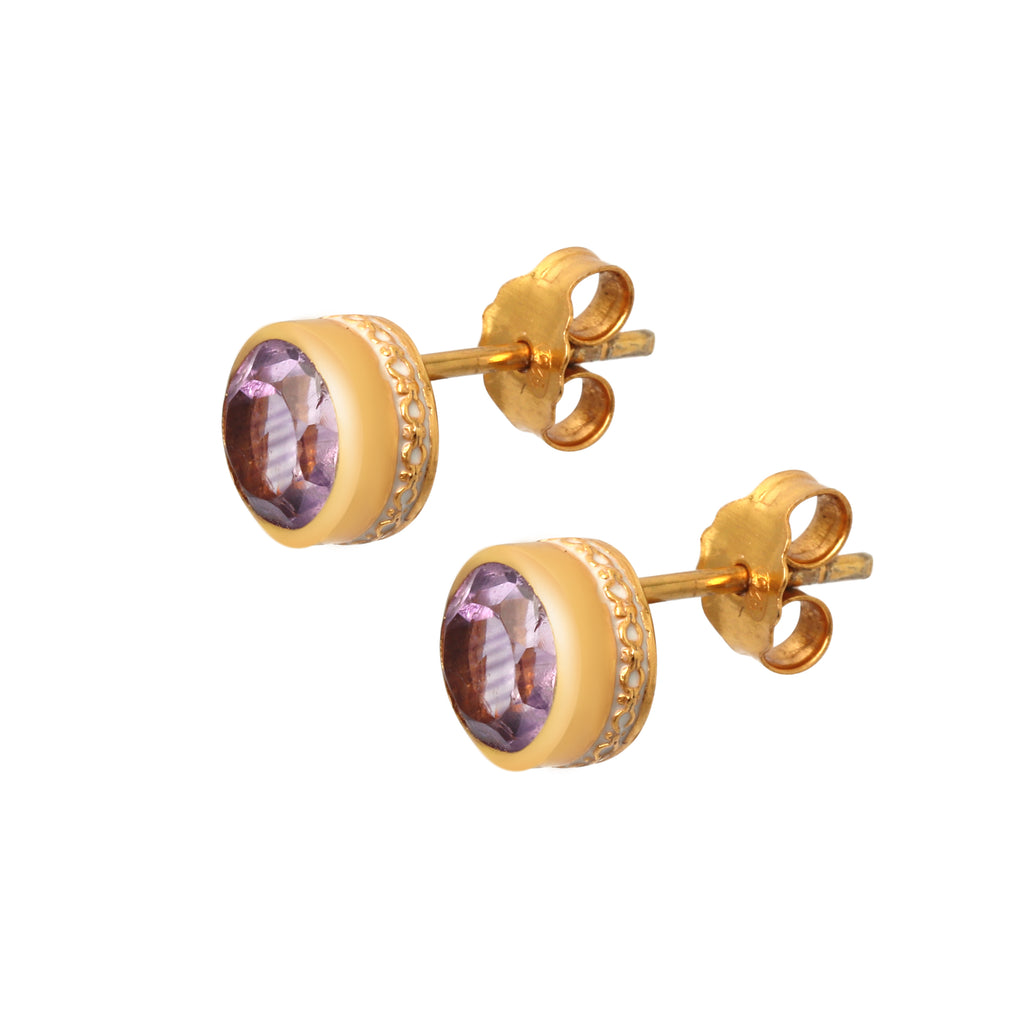 Minimalist amethyst gemstone stud earrings for women