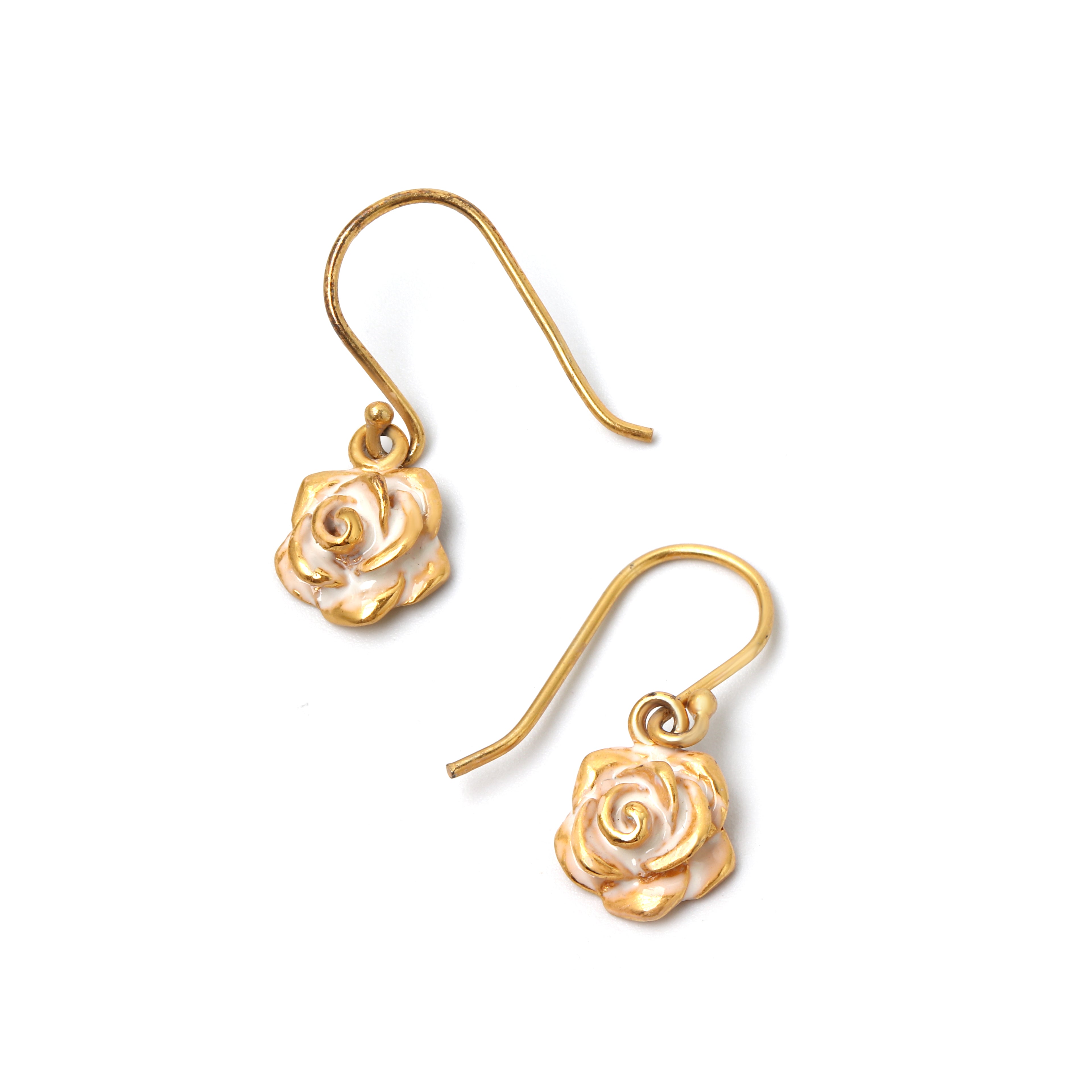 Handcrafted rose earrings in sterling silver by Jewelry by Crimson