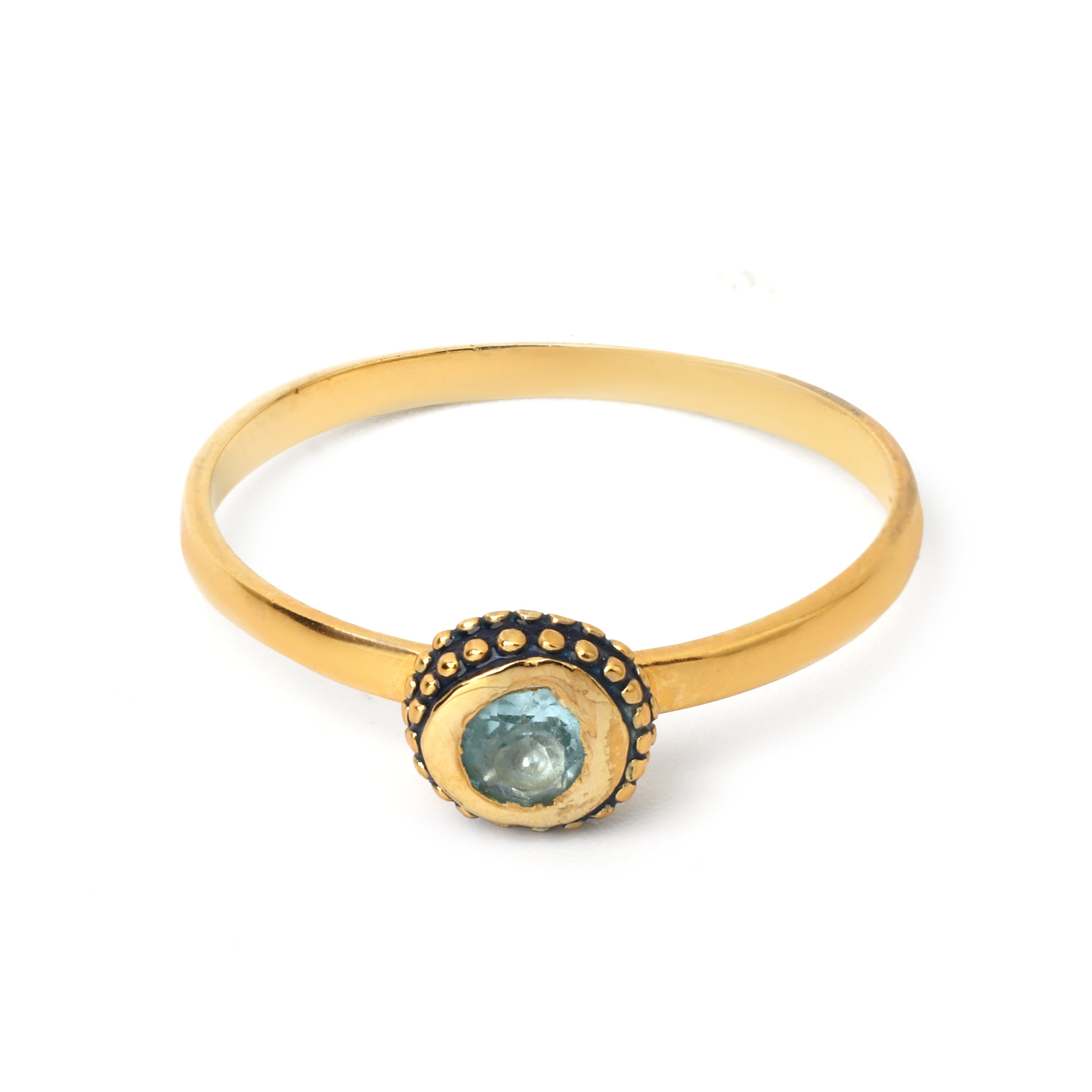 Gold plated blue topaz ring in 925 sterling silver