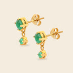 Natural Emerald Drop Earrings in 18K Gold