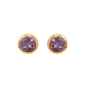 Gold plated amethyst stud earrings in 925 sterling silver
