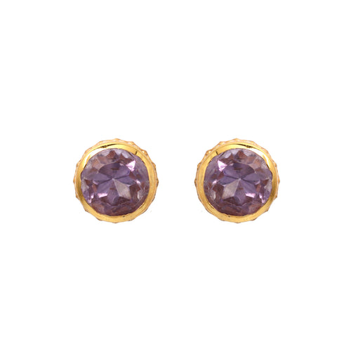 Gold plated amethyst stud earrings in 925 sterling silver