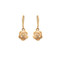 White rose drop earrings in 14K gold plated 925 sterling silver