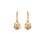 White rose drop earrings in 18K gold plated 925 sterling silver