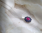 Ruby & Blue Sapphire Flower Cluster Pendant in 925 Sterling Silver