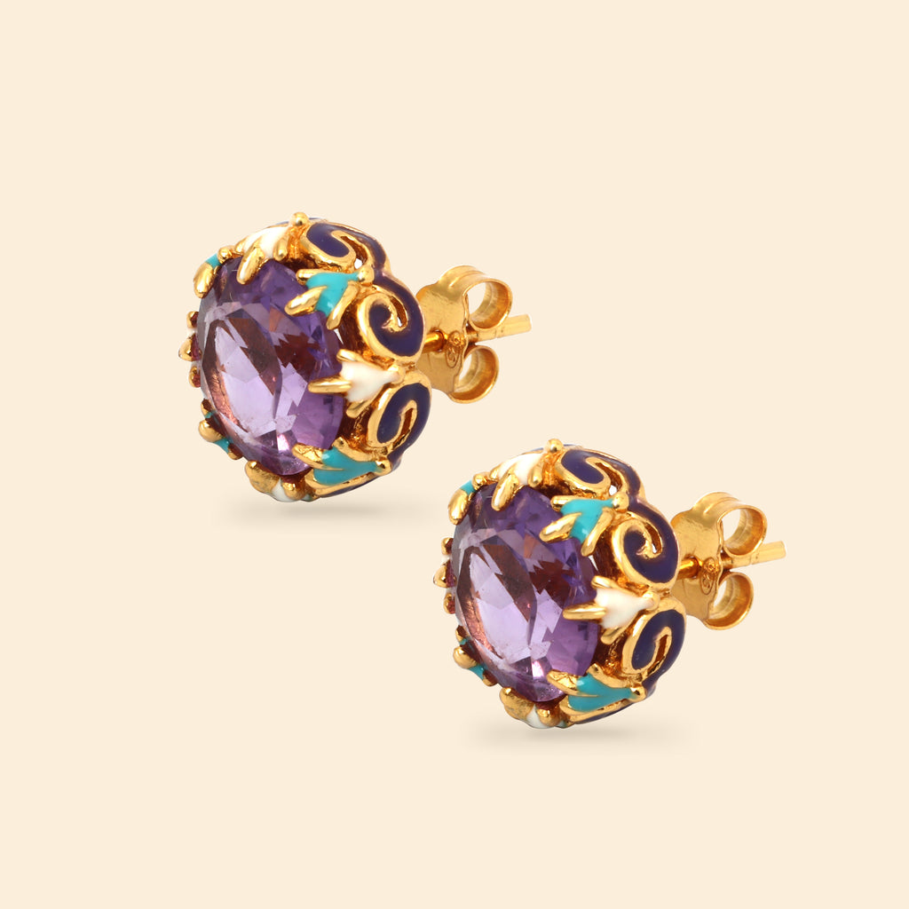 Luxury amethyst earrings featuring gold plated sterling silver