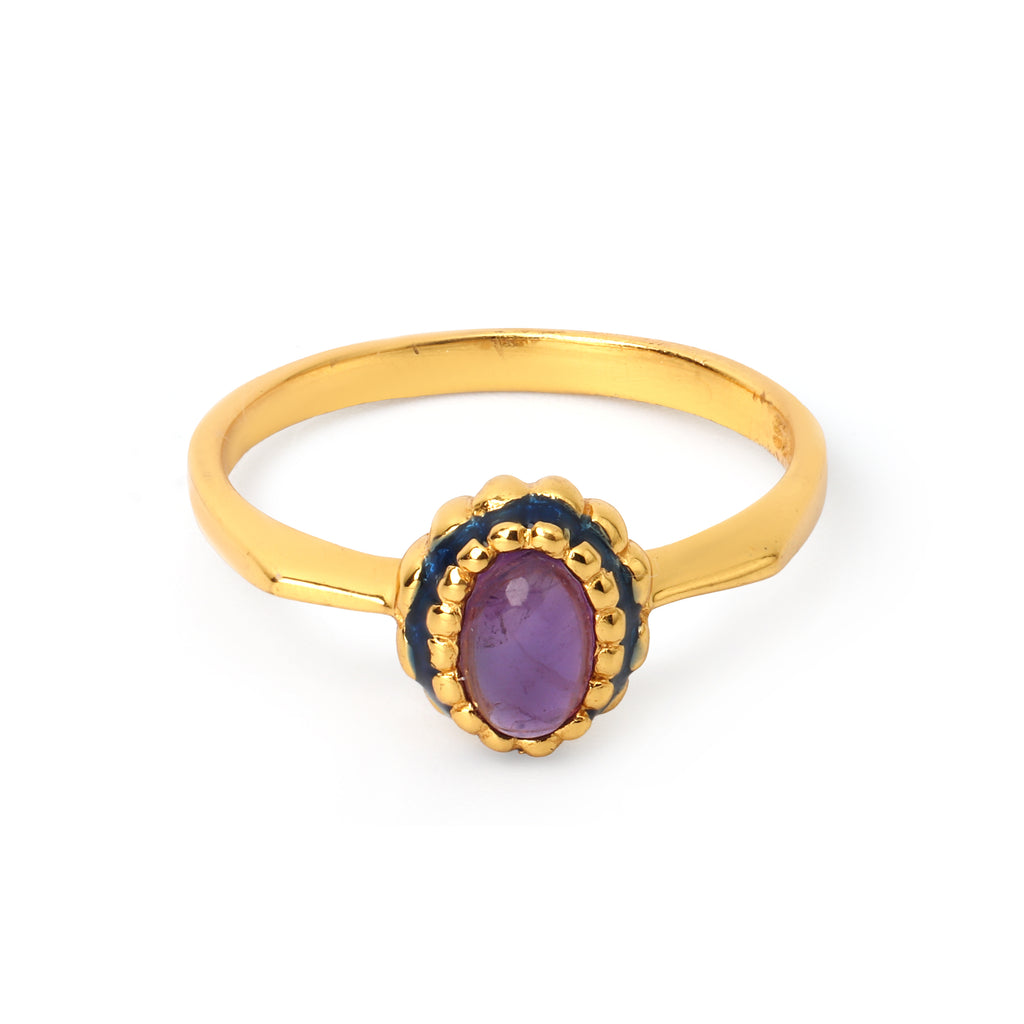 Gold plated amethyst ring in 925 sterling silver