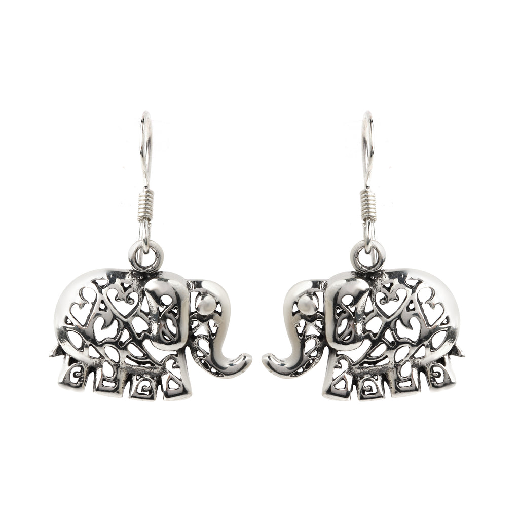 Elephant filigree earrings in 925 sterling silver