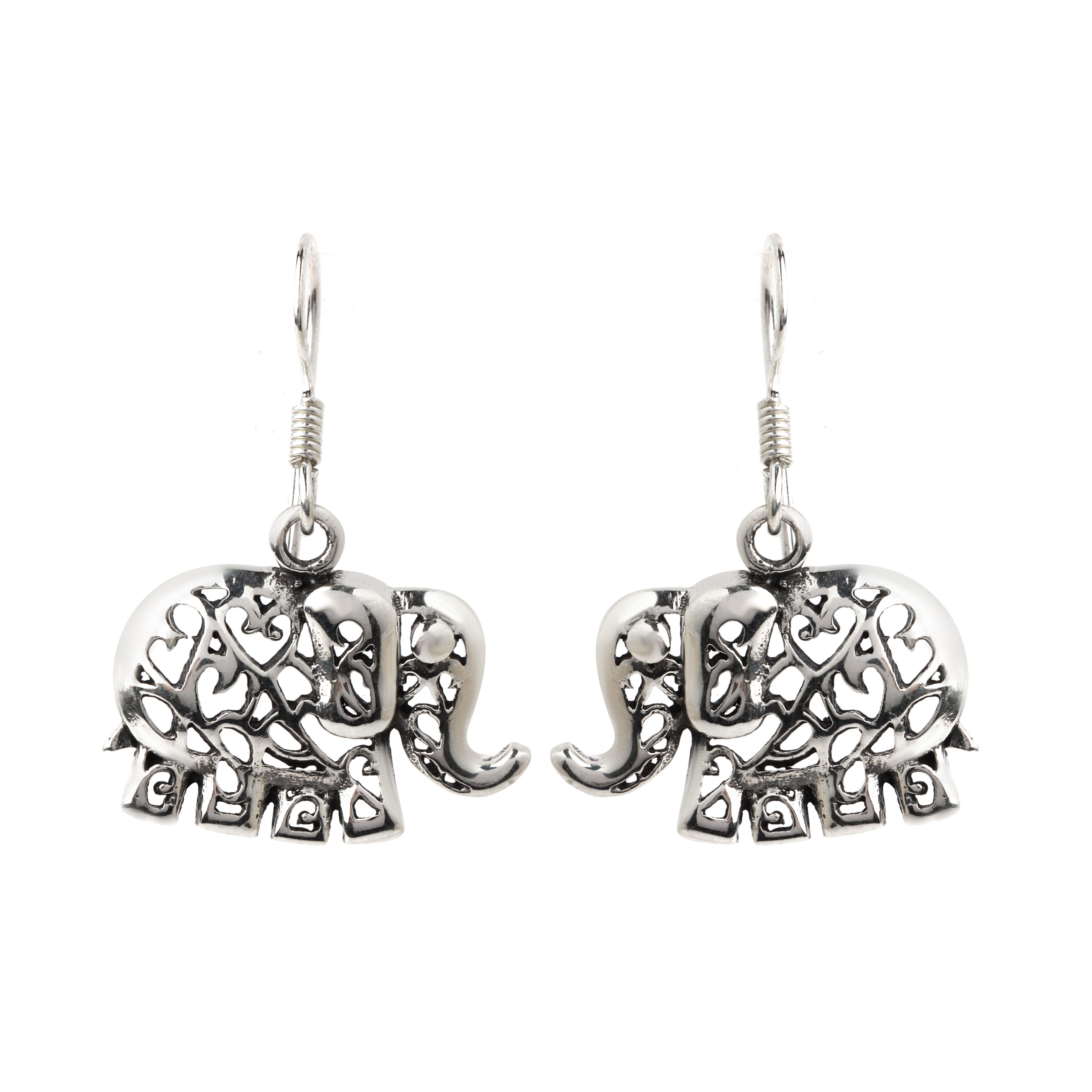 Elephant filigree earrings in 925 sterling silver